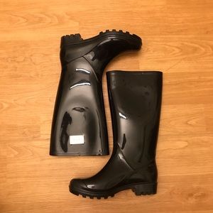 black long rain boots